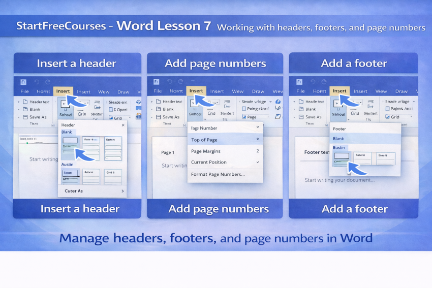 Lesson 7 – Working with headers, footers, and page numbers in Microsoft ...