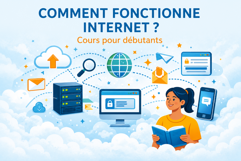 Comment fonctionne Internet ? – Cours pour débutants de StartFreeCourses présentant simplement les serveurs, les sites web, les services cloud et les connexions Internet.