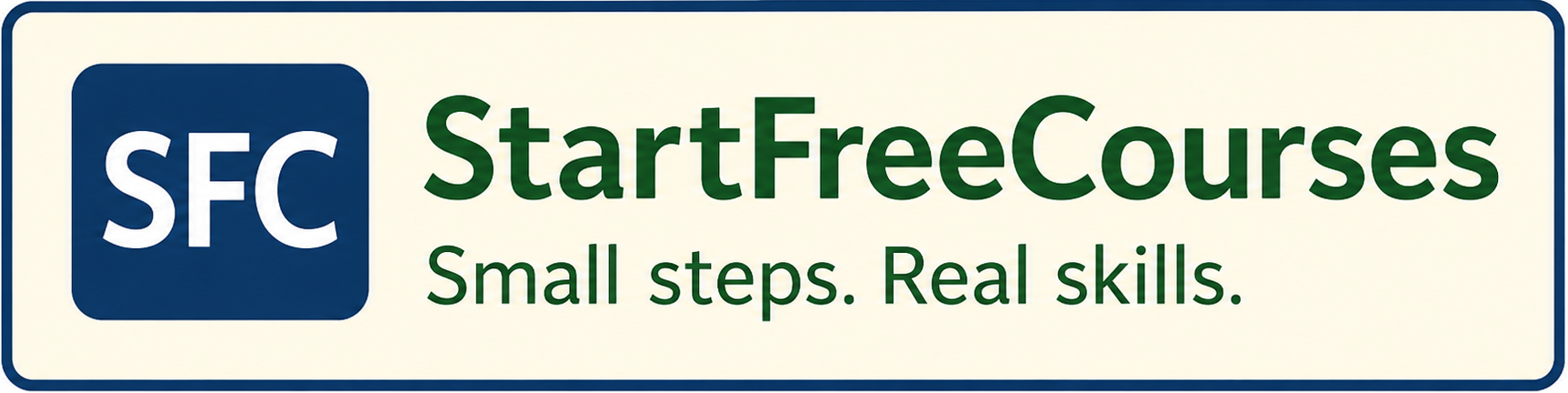 StartFreeCourses logo – Small steps. Real skills.