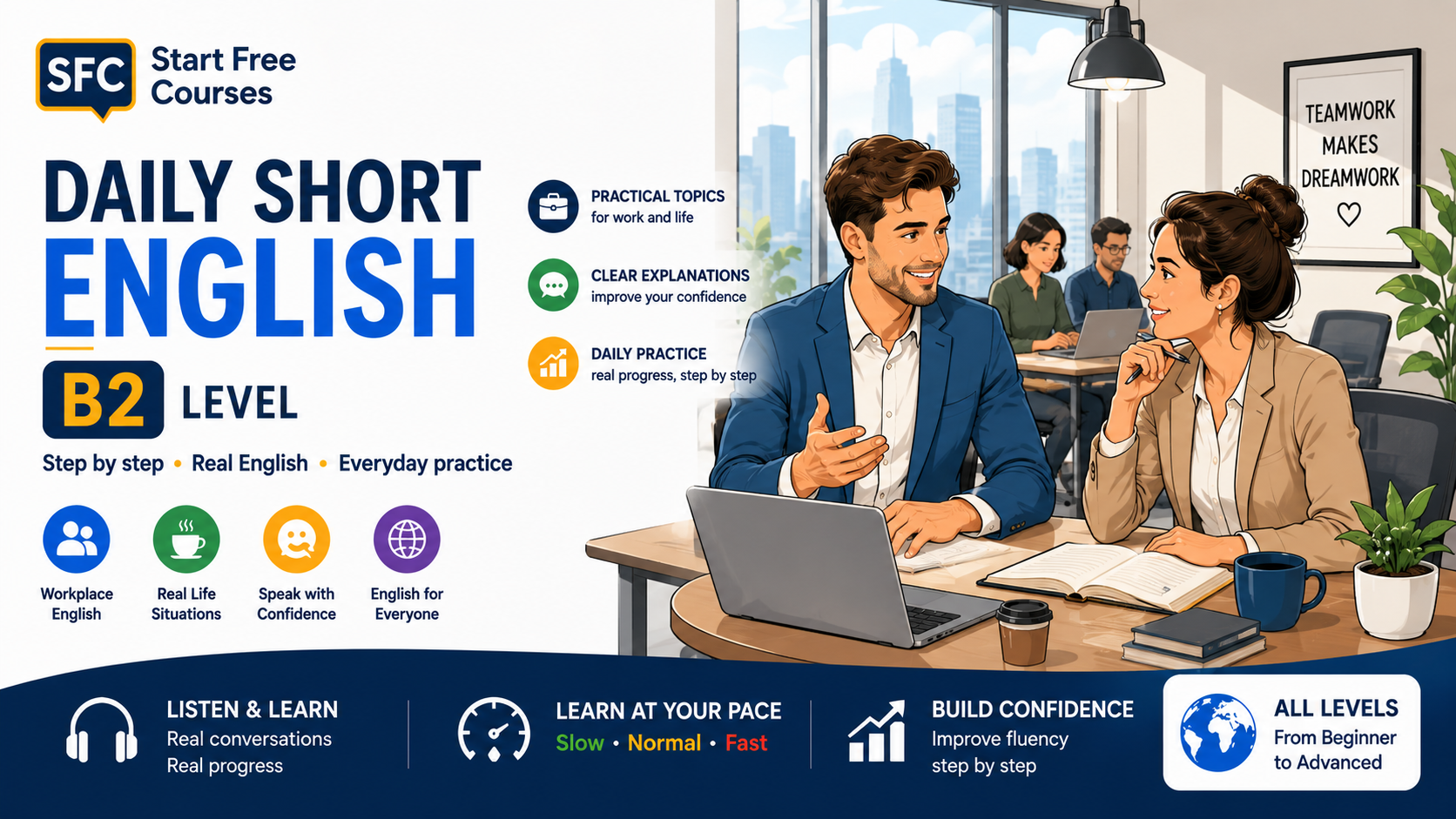 Daily Short English B2 upper-intermediate course