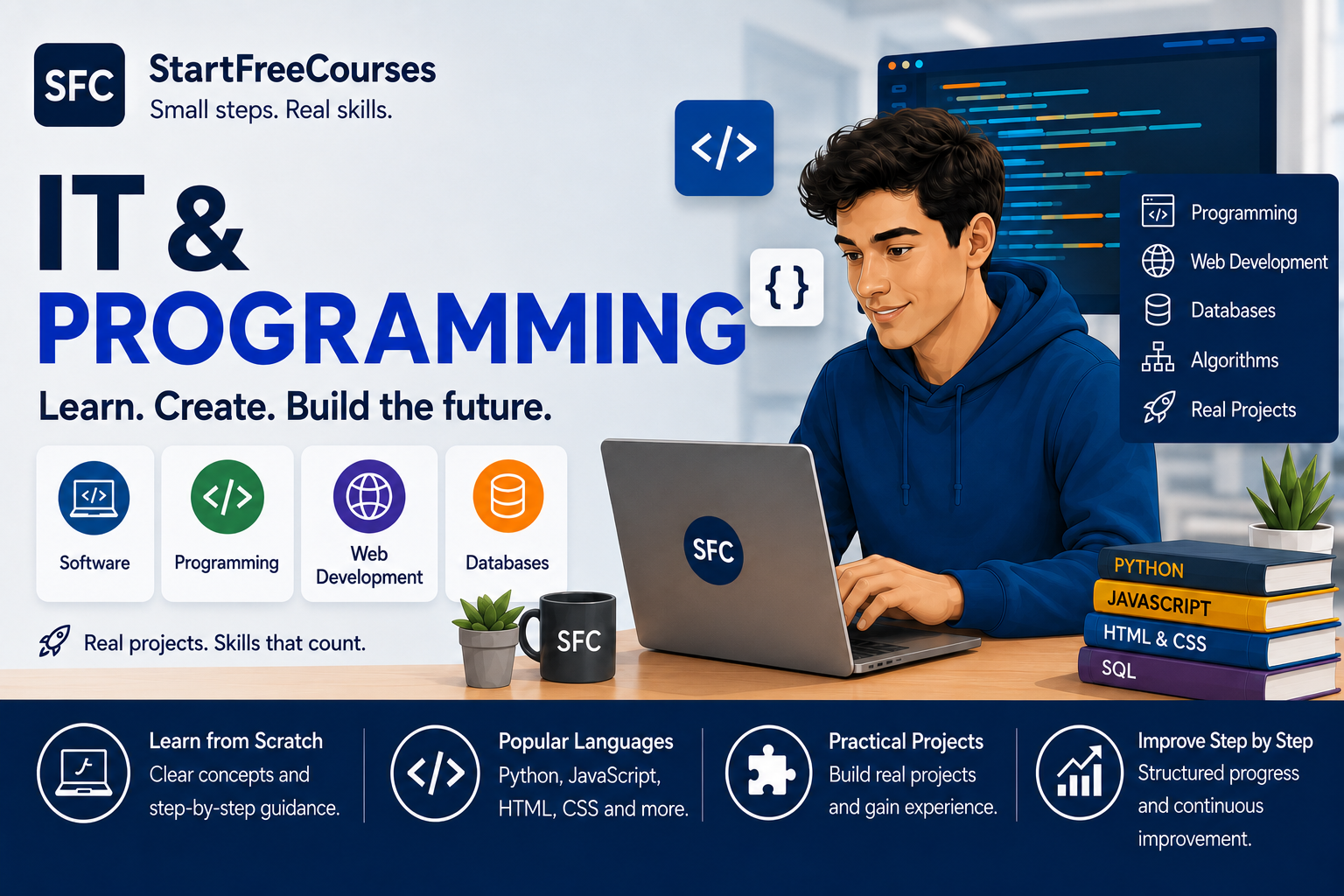 StartFreeCourses IT and Programming courses covering technology, software, programming and web development