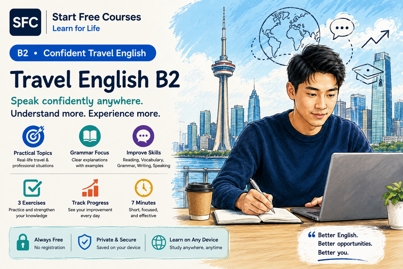 Travel English B2 confident travel communication course
